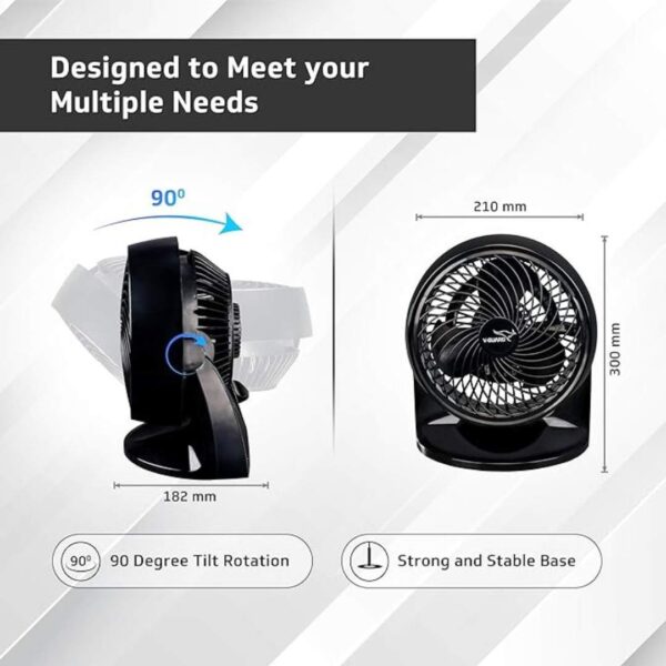 V Guard Multi Purpose Spinny Pro Personal Fan Table Cum Wall Fan 2100 RPM Black 2 - LXINDIA.COM