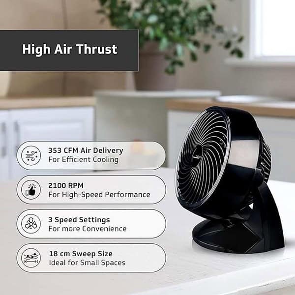 V Guard Multi Purpose Spinny Pro Personal Fan Table Cum Wall Fan 2100 RPM Black 3 - LXINDIA.COM