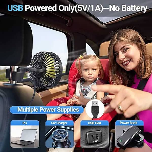 Verilux USB Fan for Car Back Seat Black1 - LXINDIA.COM