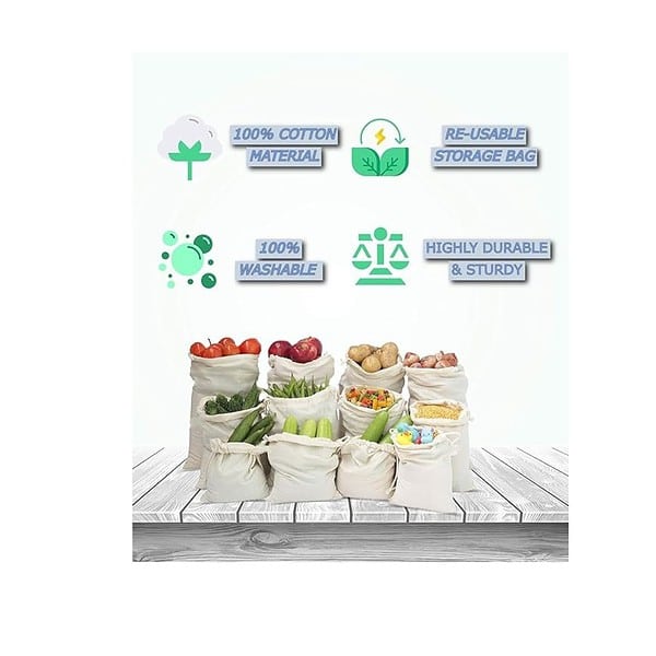 ZOXAR Set of 06 Reusable Fridge Storage Bags Quality Multipurpose Eco Friendly Kitchen Organizer Bags Drawstring 2 - LXINDIA.COM