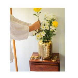 10Club Hammered Gold Metal Vase - LXINDIA.COM