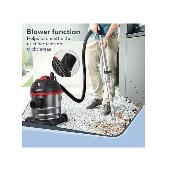 AGARO Ace Wet and Dry Vacuum Cleaner 1600 Watts Black Red Steel min 1 - LXINDIA.COM