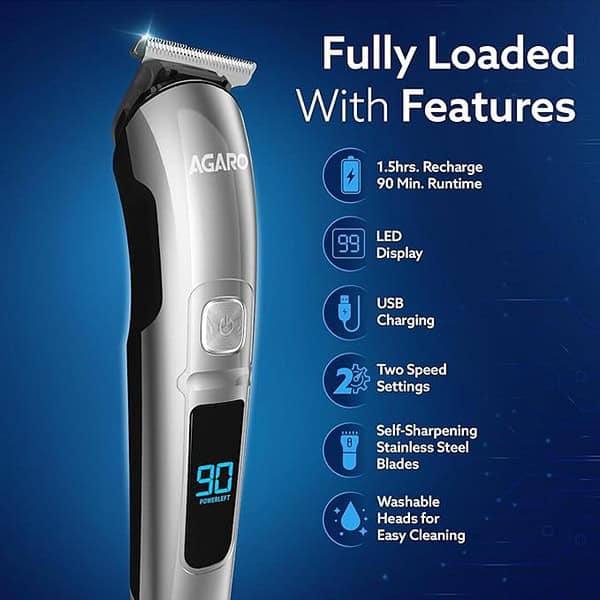 AGARO Cosmo 90 mins Runtime Beard Trimmer For Men 2 - LXINDIA.COM