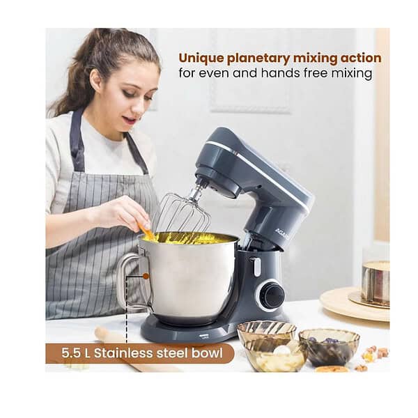 AGARO Elegant Stand Mixer 1400W with 5.5L SS Bowl 10 Speed 100 Copper Beater A - LXINDIA.COM