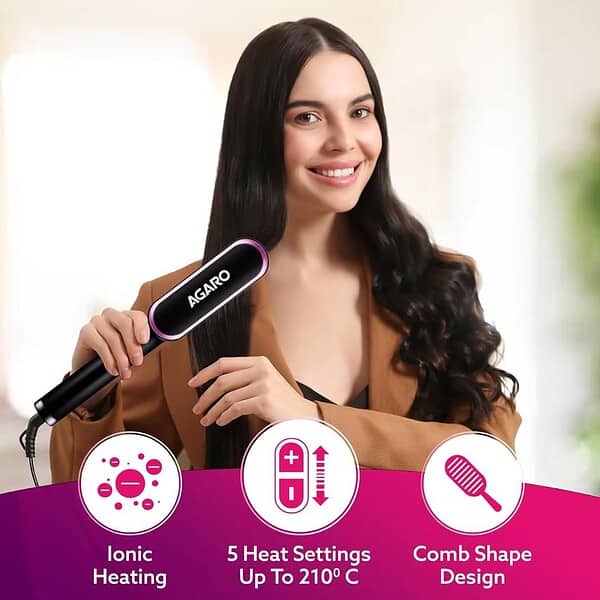 AGARO Hair Straightening Brush Hair Straightening Comb For Women1 - LXINDIA.COM