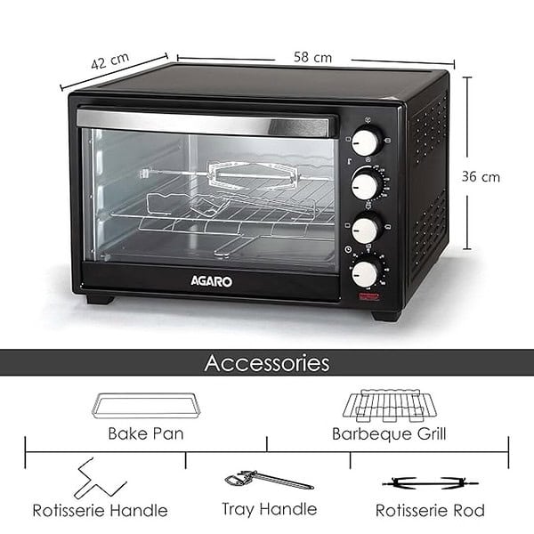 AGARO Marvel 48 Liters Oven Toaster Grille Black 2 - LXINDIA.COM