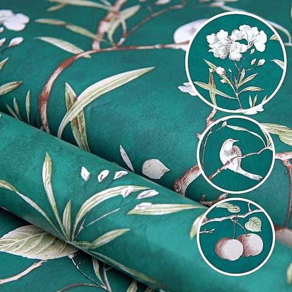 ANNA CREATIONS Decorative Peel Stick Green Cherry Waterproof Floral Wallpaper2 - LXINDIA.COM