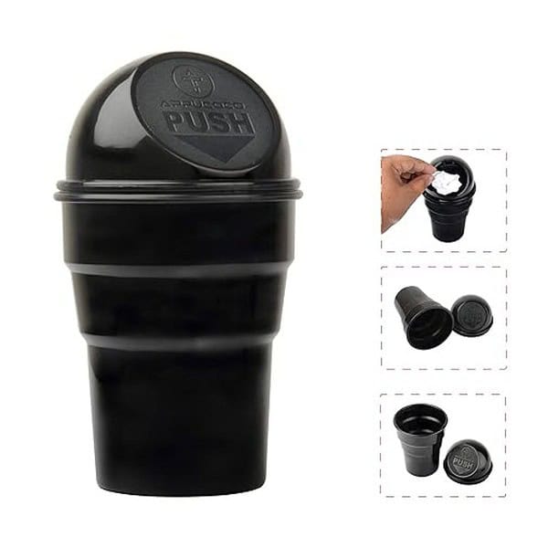 APPUCOCO Mini Car Trash Bin Can Holder Dustbin Black 3 - LXINDIA.COM