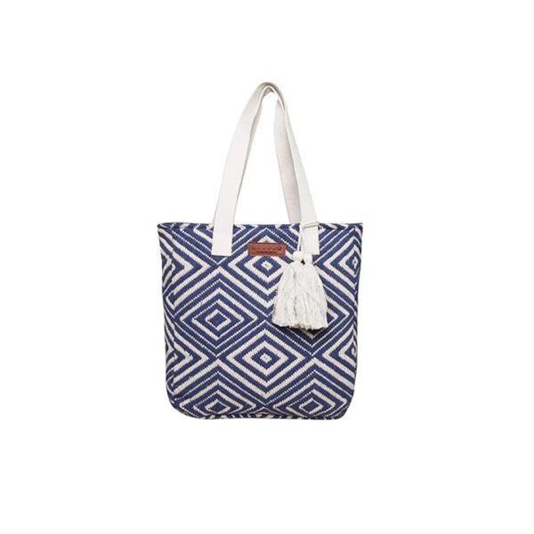 ASTRID Blue Diamond Textured Cotton Tote Bag - LXINDIA.COM