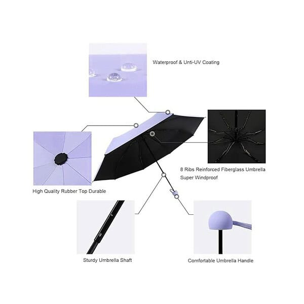 Alexvyan Purple Mini Umbrella with Case Manual Open S - LXINDIA.COM