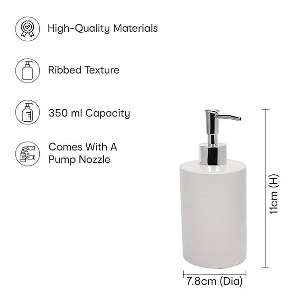 Anko Ribbed White Stoneware Liquid Soap Dispenser for Bathroom2 - LXINDIA.COM