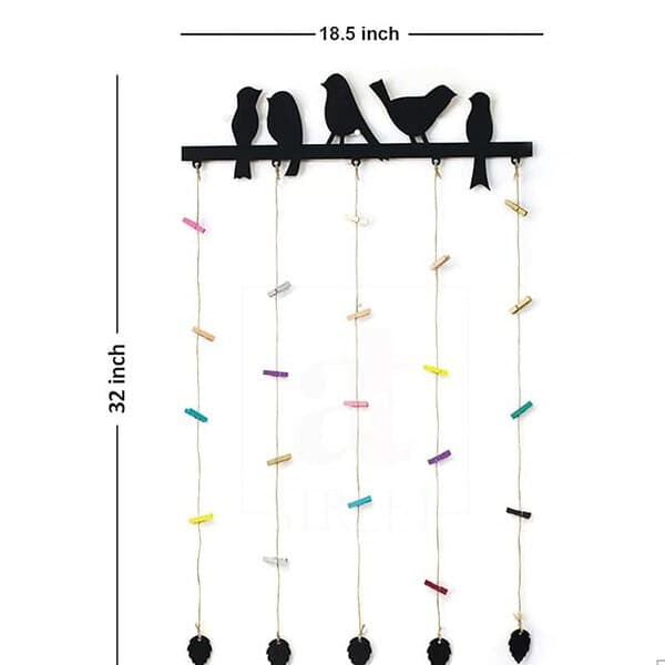 Art Street Birds Design Collage Hanging Frame with Wooden Clips Black2 - LXINDIA.COM