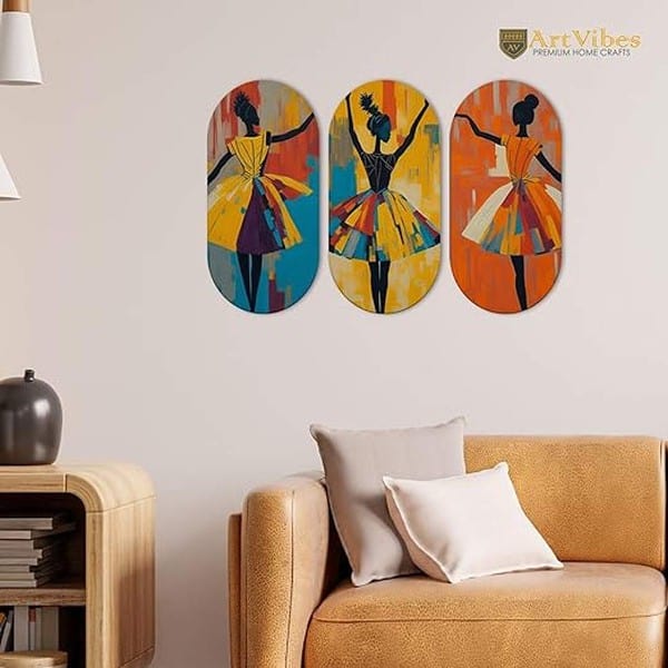 Artvibes Abstract Art Dancers Wood Wall Hanging Decoration Items for Home 1 - LXINDIA.COM