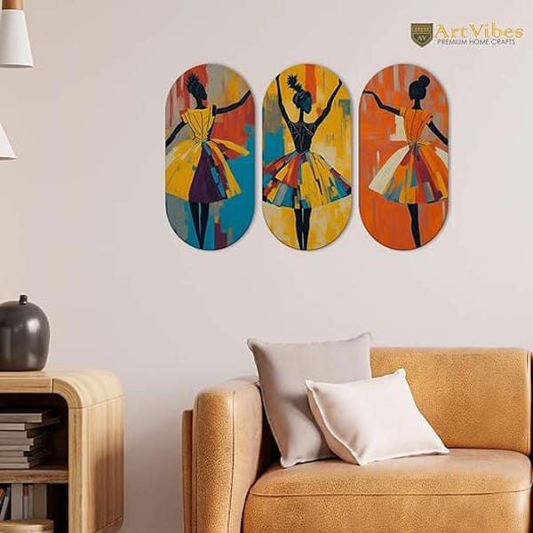 Artvibes Abstract Art Dancers Wood Wall Hanging Decoration Items for Home 2 - LXINDIA.COM