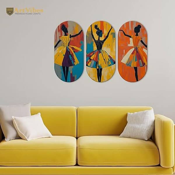 Artvibes Abstract Art Dancers Wood Wall Hanging Decoration Items for Home 3 - LXINDIA.COM