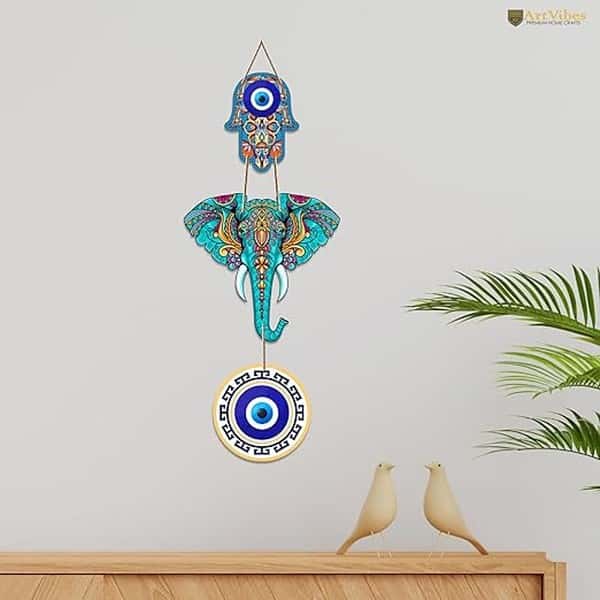 Artvibes Designer Elephant Wooden Wall Hanging for Home Decor WH8506N 2 - LXINDIA.COM