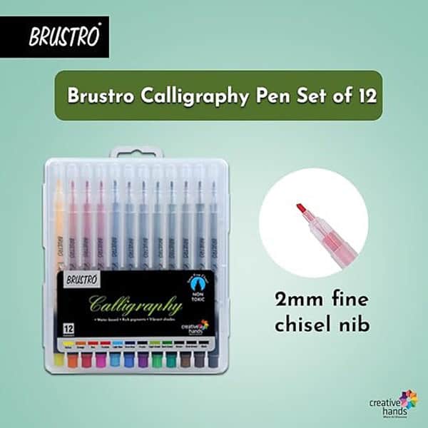 BRUSTRO Calligraphy Pen Set of 12 Colours 3 - LXINDIA.COM