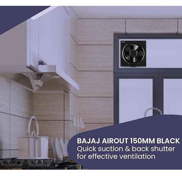 Bajaj AirOut 150 mm Black Dom Exhaust Fan black 1 - LXINDIA.COM