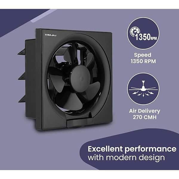 Bajaj AirOut 150 mm Black Dom Exhaust Fan black 3 - LXINDIA.COM