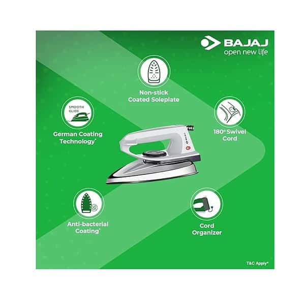 Bajaj DX 2 600 Watt Light Weight Dry Iron Grey A - LXINDIA.COM