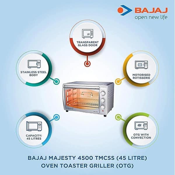 Bajaj Majesty 4500 TMCSS 45 Litre Oven Toaster Grill 3 - LXINDIA.COM