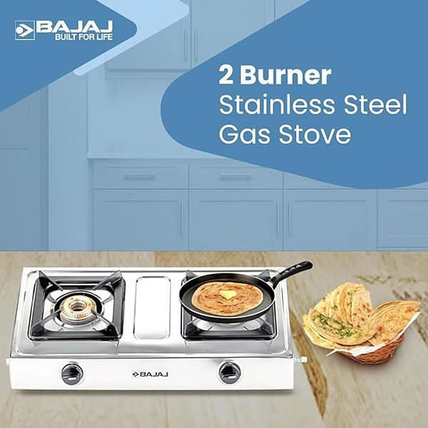 Bajaj Ultra Ss 2B Steinless steel Open Gas Stove 3 - LXINDIA.COM