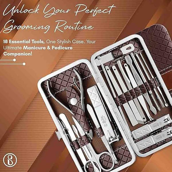 Beaute Secrets Essentials 18 Pieces Manicure Kit Tools for Feet Brown 1 - LXINDIA.COM