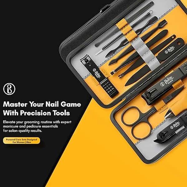 Beaute Secrets Essentials Manicure Set Nail Grooming Kit Grey Yellow 3 - LXINDIA.COM