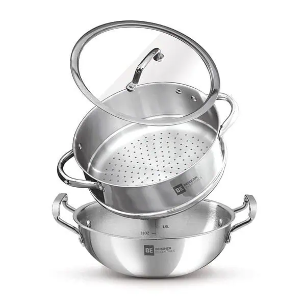 Bergner BE Bergner Essentials Tri Ply Stainless Steel 3 Pcs Cookware Set - LXINDIA.COM