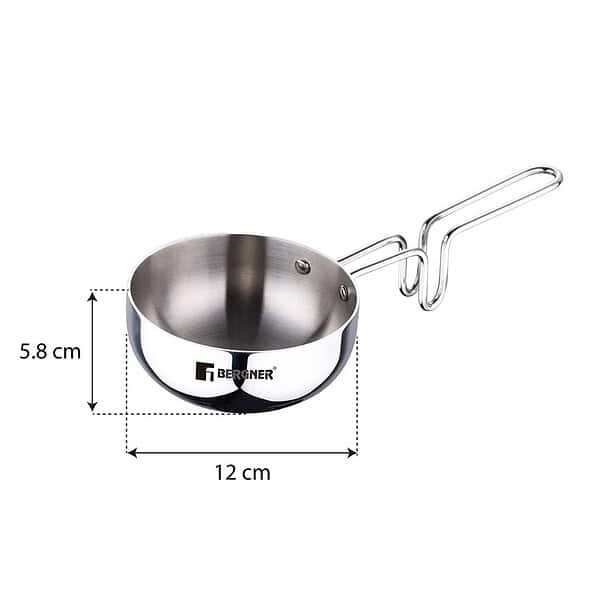 Bergner TriPro TriPly Stainless Steel 12cm Tadka Pan1 - LXINDIA.COM