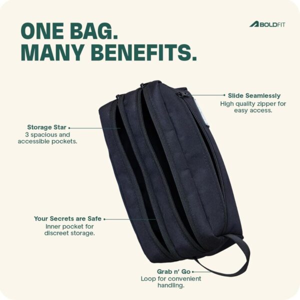 Boldfit Toiletry Bag for Men Women Black 18 Cm Width1 - LXINDIA.COM