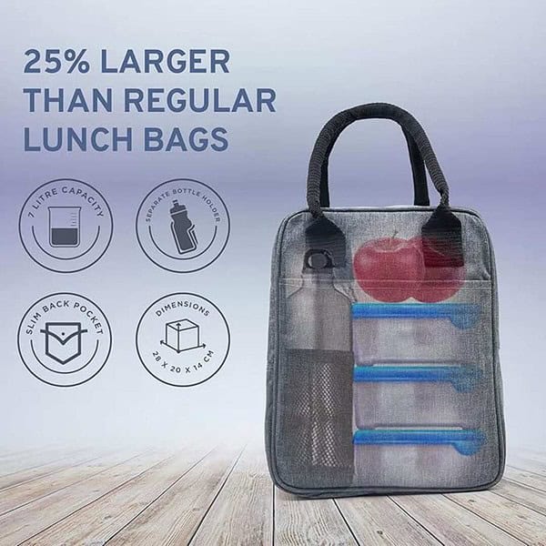 Bulfyss Insulated Nylon Lunch Bag Grey 7 Litre 3 - LXINDIA.COM