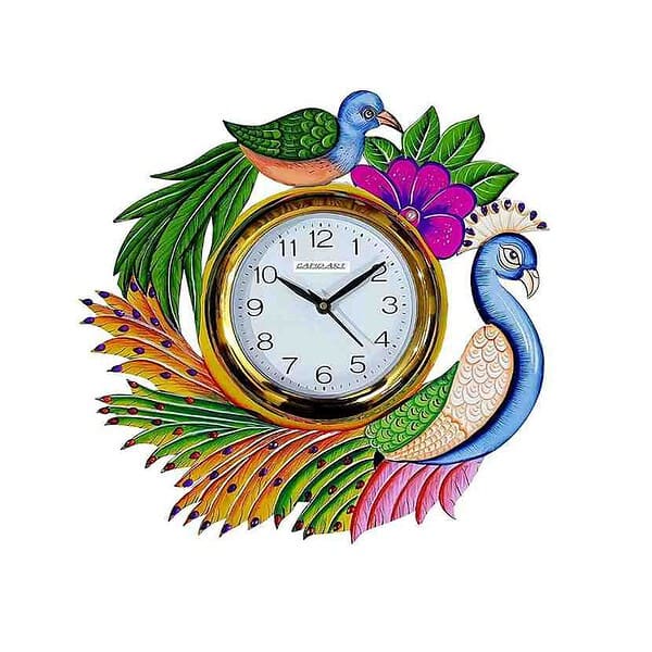 CAPIO ART Wooden Handmade Peacock Design Wall Clock - LXINDIA.COM