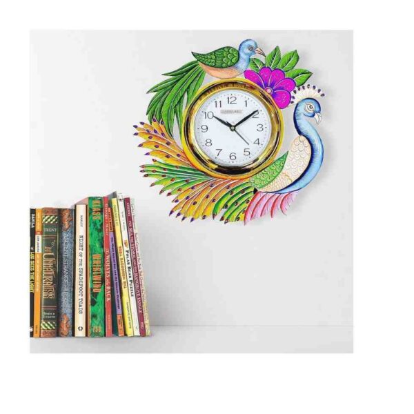 CAPIO ART Wooden Handmade Peacock Design Wall Clock A - LXINDIA.COM