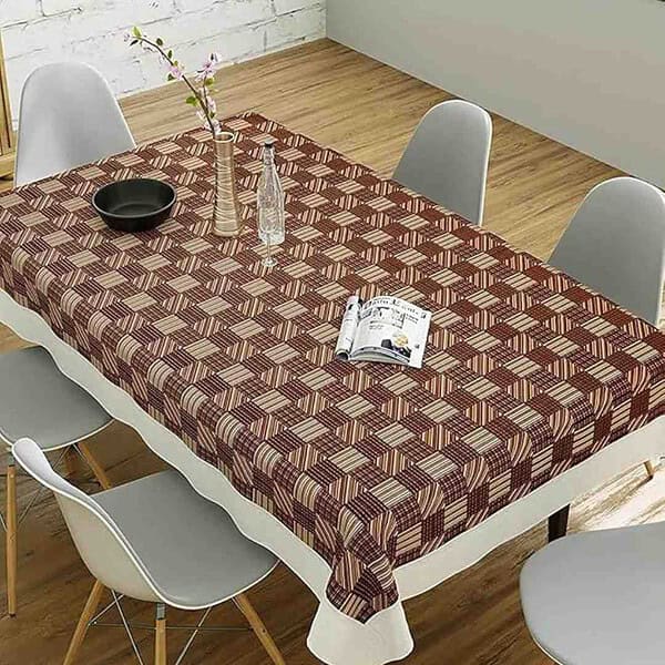 CASA NEST PVC Table Cover Beige and Brown Squares - LXINDIA.COM