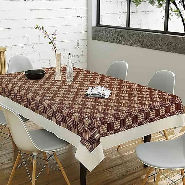 CASA NEST PVC Table Cover Beige and Brown Squares1 - LXINDIA.COM