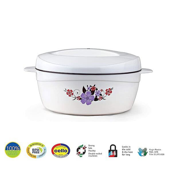 CELLO Roti Plus Insulated Casserole 2000ml White and Brown 2 - LXINDIA.COM