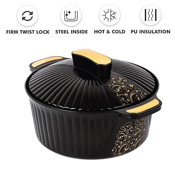 CELLO Sonet Insulated Inner Steel Casserole for Roti 1500ml Black 1 - LXINDIA.COM