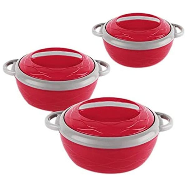 CELLO Stainless Steel Casserole Set of 3 500ml 1000ml 1500ml Red 1 - LXINDIA.COM