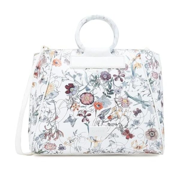 Caprese Fiorella Satchel White Large Shoulder Bag for Women with Adjustable Sling Strap - LXINDIA.COM