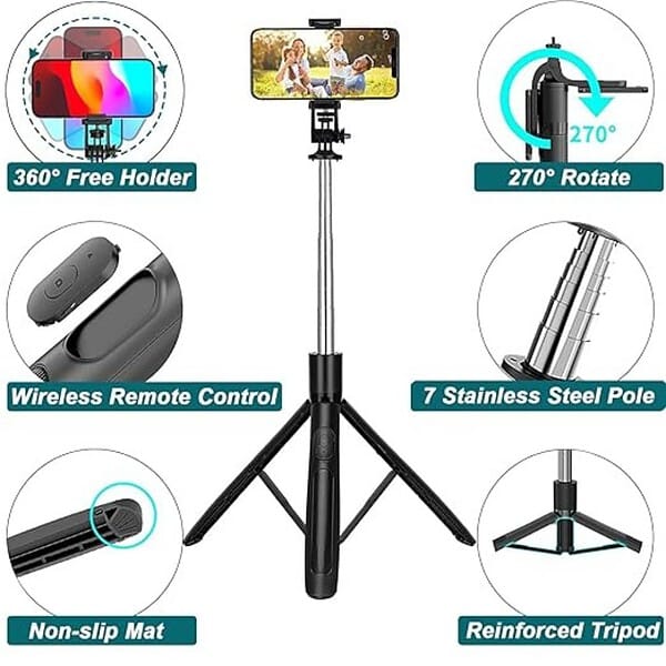 Celfiexpt Long Selfie Stick with Tripod Stand 62 inch1 - LXINDIA.COM