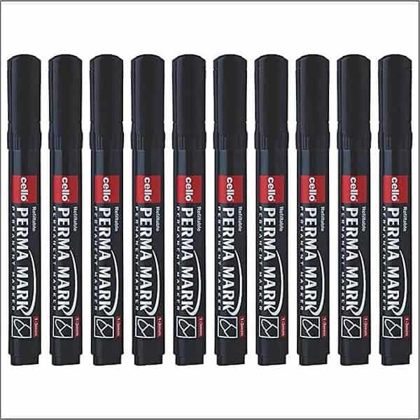 Cello Perma Mark Permanent Bold Marker Black Count of 10 1 - LXINDIA.COM