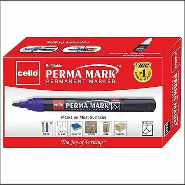 Cello Perma Mark Permanent Bold Marker Black Count of 10 - LXINDIA.COM