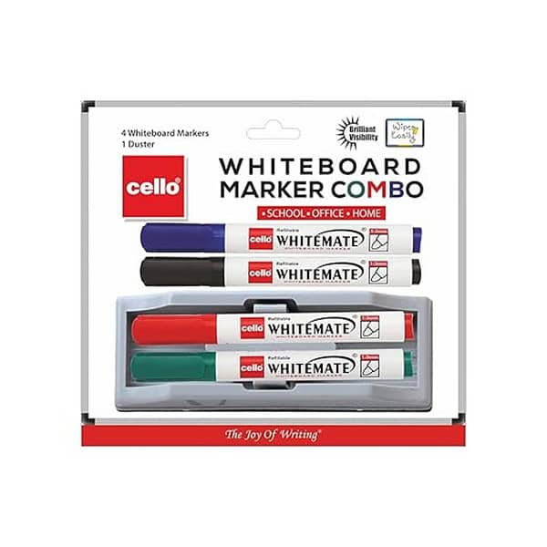 Cello Whitemate Whiteboard Duster and Markers - LXINDIA.COM