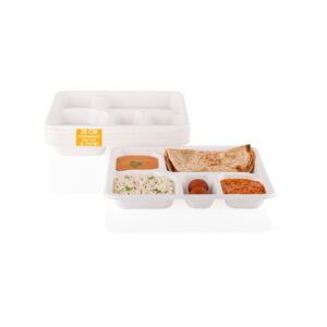 Clazkit 25 Pack 5 Compartment Bagasse Plates - LXINDIA.COM