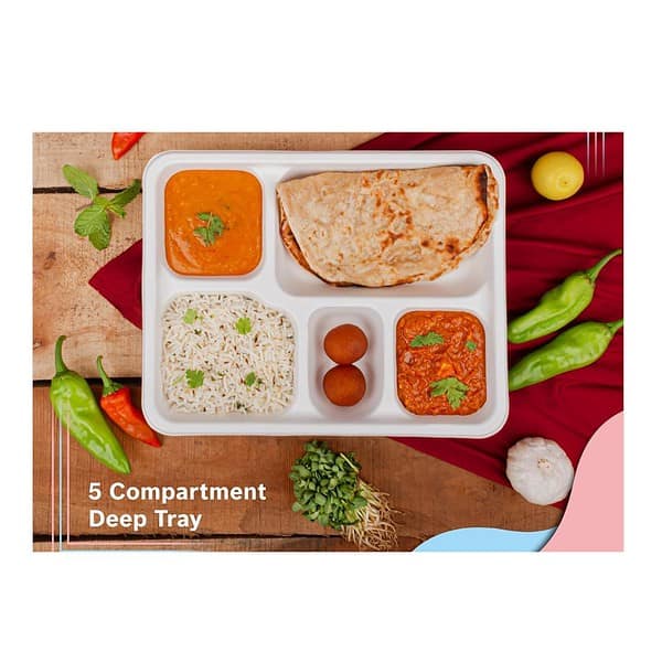 Clazkit 25 Pack 5 Compartment Bagasse Plates A - LXINDIA.COM