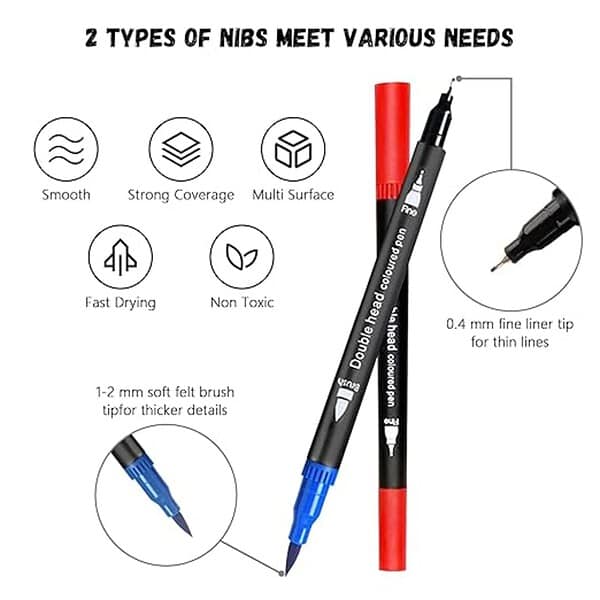 Corslet 12 Pcs Dual Tip Brush Pens Felt Tip Pen Set 1 - LXINDIA.COM