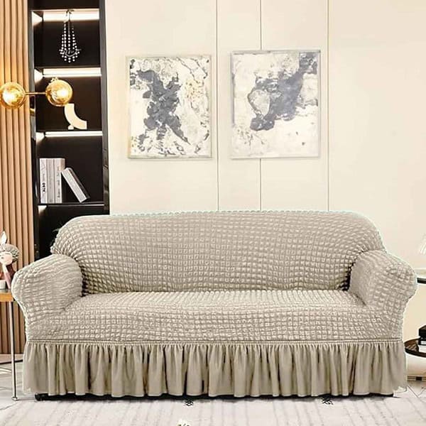 Cortina Solid Sofa Cover Big Elasticity Cover Ivory 3 - LXINDIA.COM