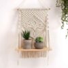 Decazone Macrame Indoor Wall Hanging Shelf Chic Decor Wood Floating Boho Shelves - LXINDIA.COM