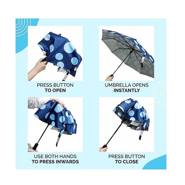 Destinio 3 Fold UV Coated Auto Open Close Umbrella Printed Dark Blue B - LXINDIA.COM